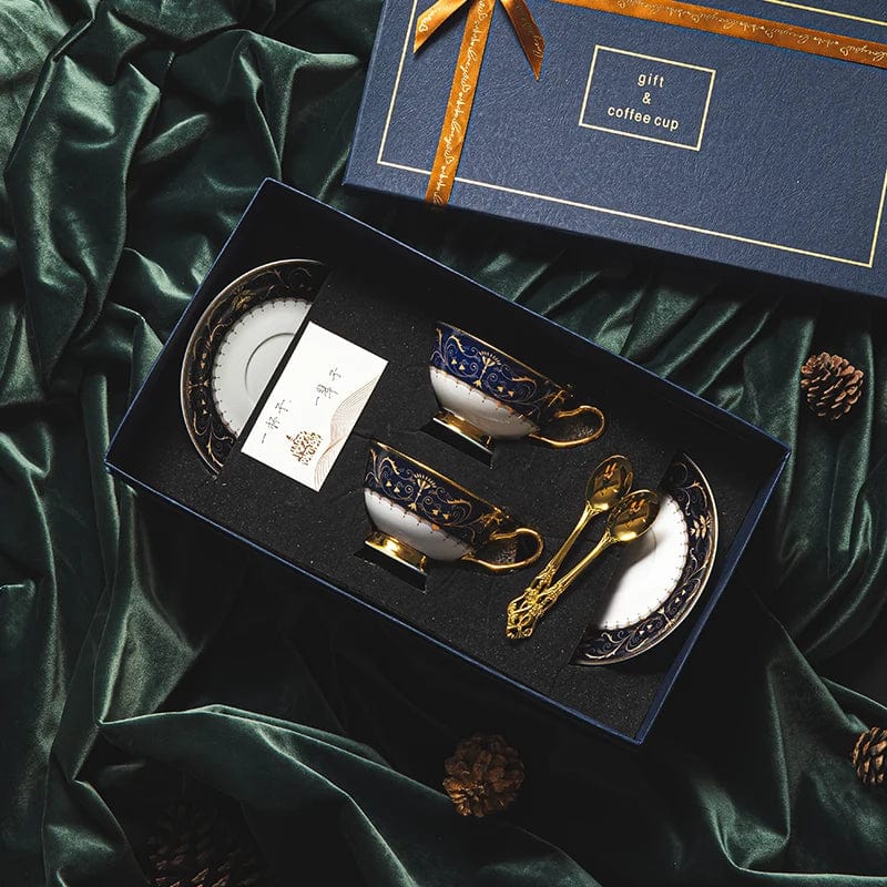 ALDO Kitchen & Dining > Tableware > Drinkware New Coffee and Tea Sets / Porcelain / D 2-piece set Royal Classic Luxury Premium Coffee and Tea Sets For Two 24 K Gold Plated Bone China Porcelain