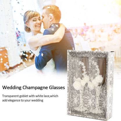 ALDO Kitchen & Dining > Tableware > Drinkware New / Lead free Crystal / 11" inh x 7" inch Two Bridal Groom Wedding Led Free Crystal Champagne Wine Glasses Set of Two