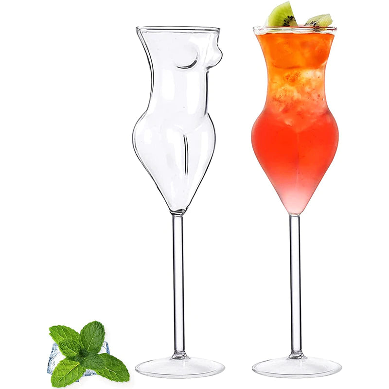 ALDO Kitchen & Dining > Tableware > Drinkware New / Lead free Crystal / 9"inch toll x 2.5" inches wide Miss Wine Glass Female-shaped Glasses for Champagne,Whiskey, Wine, Cocktails,Glass, Goblet for Party Home Bar