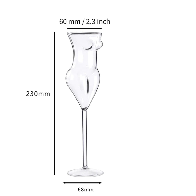 ALDO Kitchen & Dining > Tableware > Drinkware New / Lead free Crystal / 9"inch toll x 2.5" inches wide Miss Wine Glass Female-shaped Glasses for Champagne,Whiskey, Wine, Cocktails,Glass, Goblet for Party Home Bar