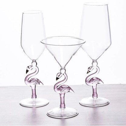 ALDO Kitchen & Dining > Tableware > Drinkware Pink Flamingo Fun Glasses for Martini, Wine, Cocktails, Beer ,Champagne Party and Home Bar