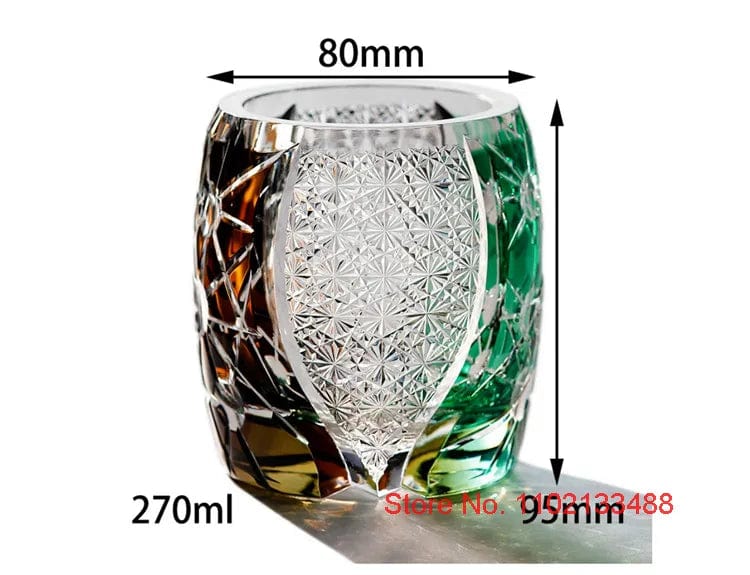 ALDO Kitchen & Dining > Tableware > Drinkware Private Collections Royal Court Black Green Planet Japanese Edo Kiriko Whiskey Crystal Diamond Cut Glass