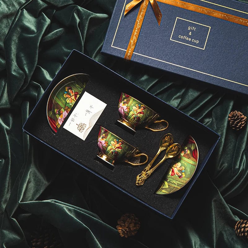 ALDO Kitchen & Dining > Tableware > Drinkware Royal Classic Luxury Premium Coffee and Tea Sets For Two 24 K Gold Plated Bone China Porcelain