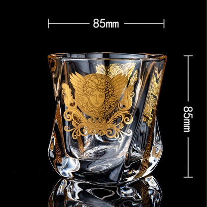 ALDO Kitchen & Dining > Tableware > Drinkware Style 4 / Crystal Lead Free Luxury Versace Style Hand Cut and Blown 24 Karat Gold Plated Crystal lead Free Glasses for Whisky Vodka Cocktails