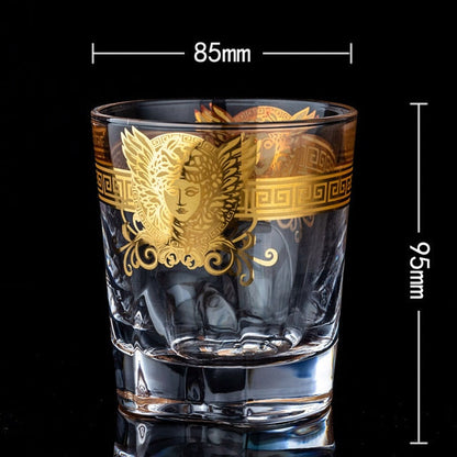 ALDO Kitchen & Dining > Tableware > Drinkware Style 5 / Crystal Lead Free Luxury Versace Style Hand Cut and Blown 24 Karat Gold Plated Crystal lead Free Glasses for Whisky Vodka Cocktails