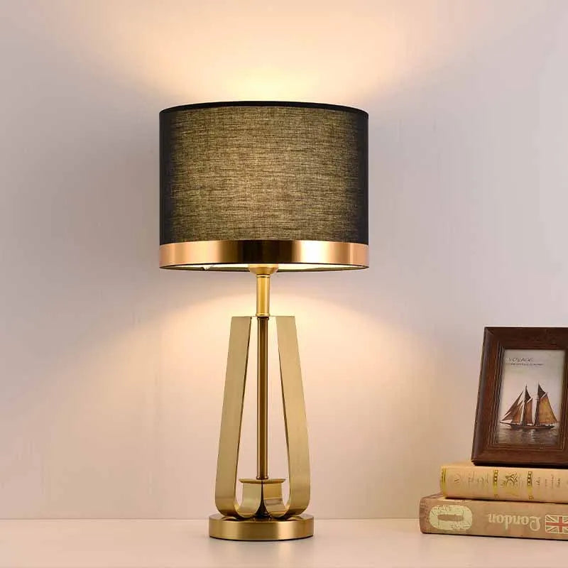 ALDO Lamps> Lighting & Ceiling Fans Modern Nautical Style Table Lamp Solid Capor with Fabric Shade