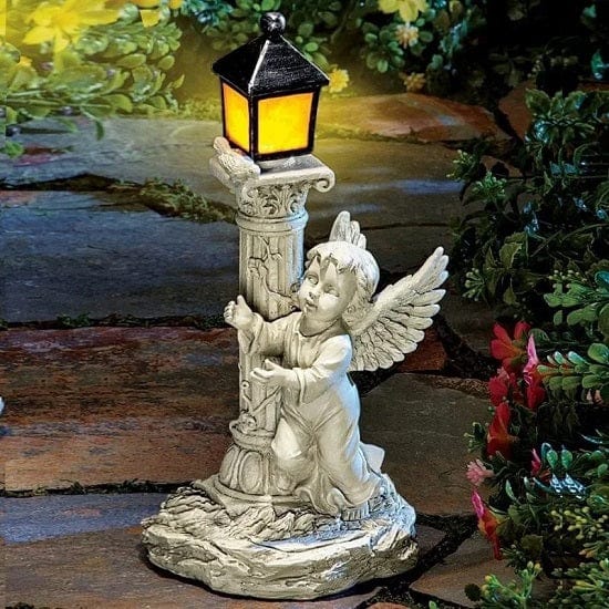 ALDO Lighting > Lighting Fixtures > Ceiling Light Fixtures 3.6" Inches Round Bowl x 21.65" Cord length Inches / new / metal Garden Outdoor Landscape Solar Lighting Angel with Roman Column