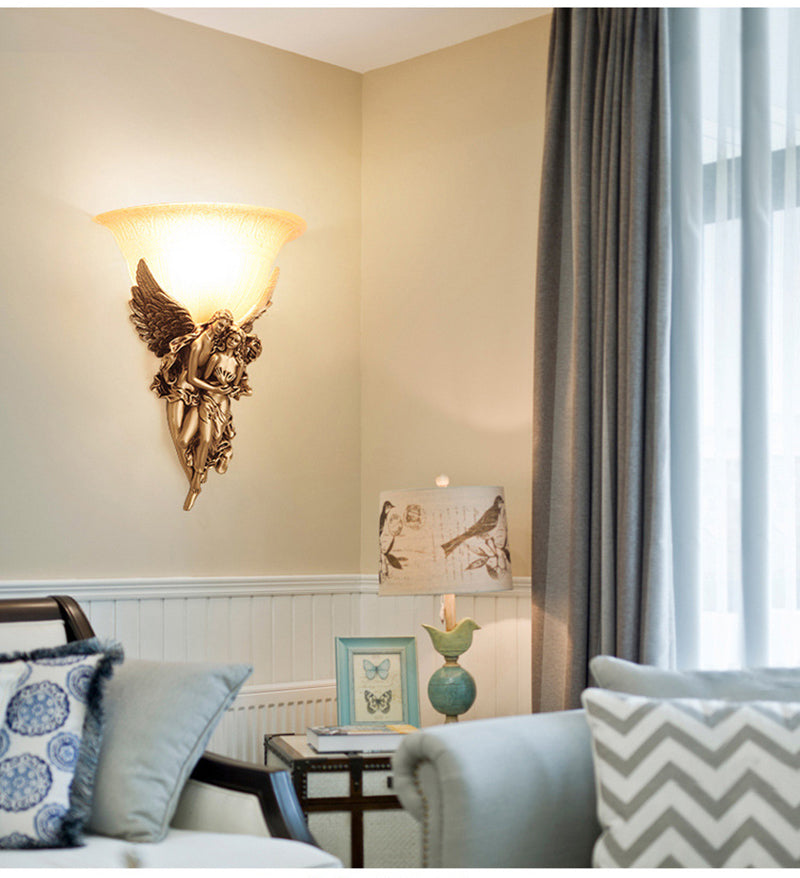 ALDO Lighting > Lighting Fixtures > Ceiling Light Fixtures Cupid and Psyche Angels Statue Sculptural Electric Wall LED 3 Colors Lamp Sconce