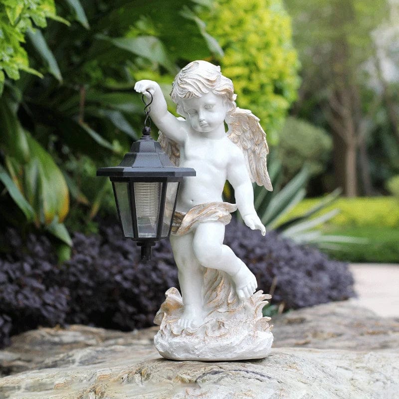ALDO Lighting > Lighting Fixtures > Ceiling Light Fixtures Outdoor Garden Courtyard Sculpture Angel Carrying Solar Lamp