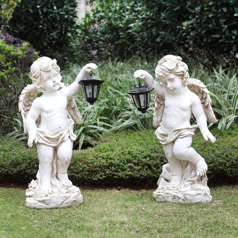 ALDO Lighting > Lighting Fixtures > Ceiling Light Fixtures Outdoor Garden Courtyard Sculpture Angel Carrying Solar Lamp