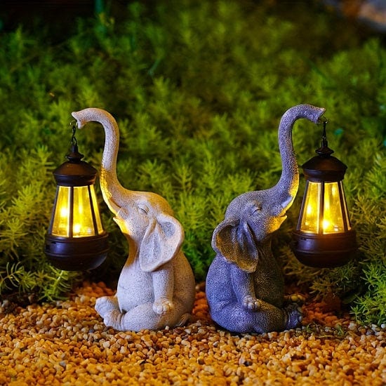 ALDO Lighting > Lighting Fixtures > Ceiling Light Fixtures Outdoor Garden Courtyard Sculpture Elefant Carrying Solar Lamp