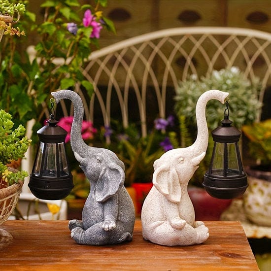 ALDO Lighting > Lighting Fixtures > Ceiling Light Fixtures Outdoor Garden Courtyard Sculpture Elefant Carrying Solar Lamp