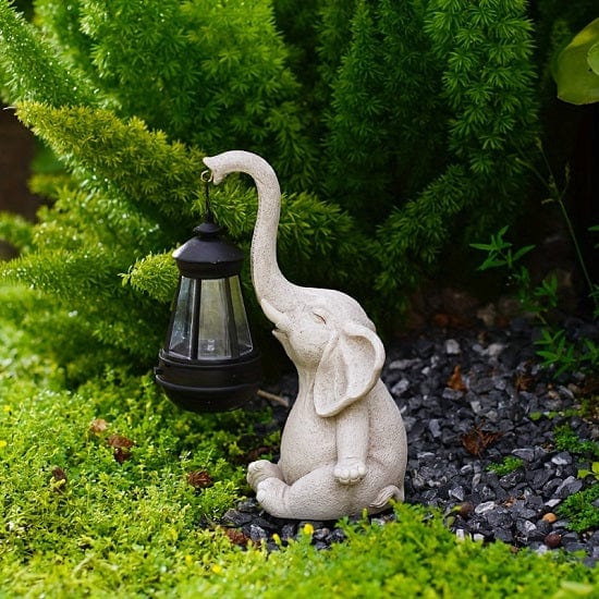 ALDO Lighting > Lighting Fixtures > Ceiling Light Fixtures Outdoor Garden Courtyard Sculpture Elefant Carrying Solar Lamp