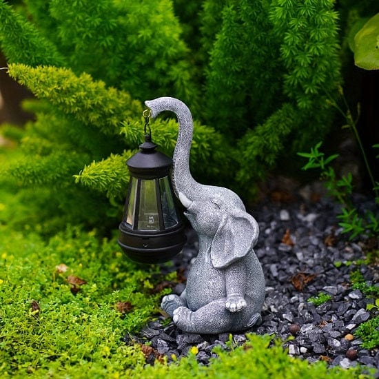 ALDO Lighting > Lighting Fixtures > Ceiling Light Fixtures Outdoor Garden Courtyard Sculpture Elefant Carrying Solar Lamp