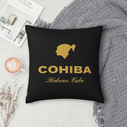 ALDO Linens & Bedding > Bedding > Pillowcases & Shams 40x40cm 16x16in / Velvet / Black and Gold Cohiba Habana Cuba Cigar Style Pillowcases Black Poliester