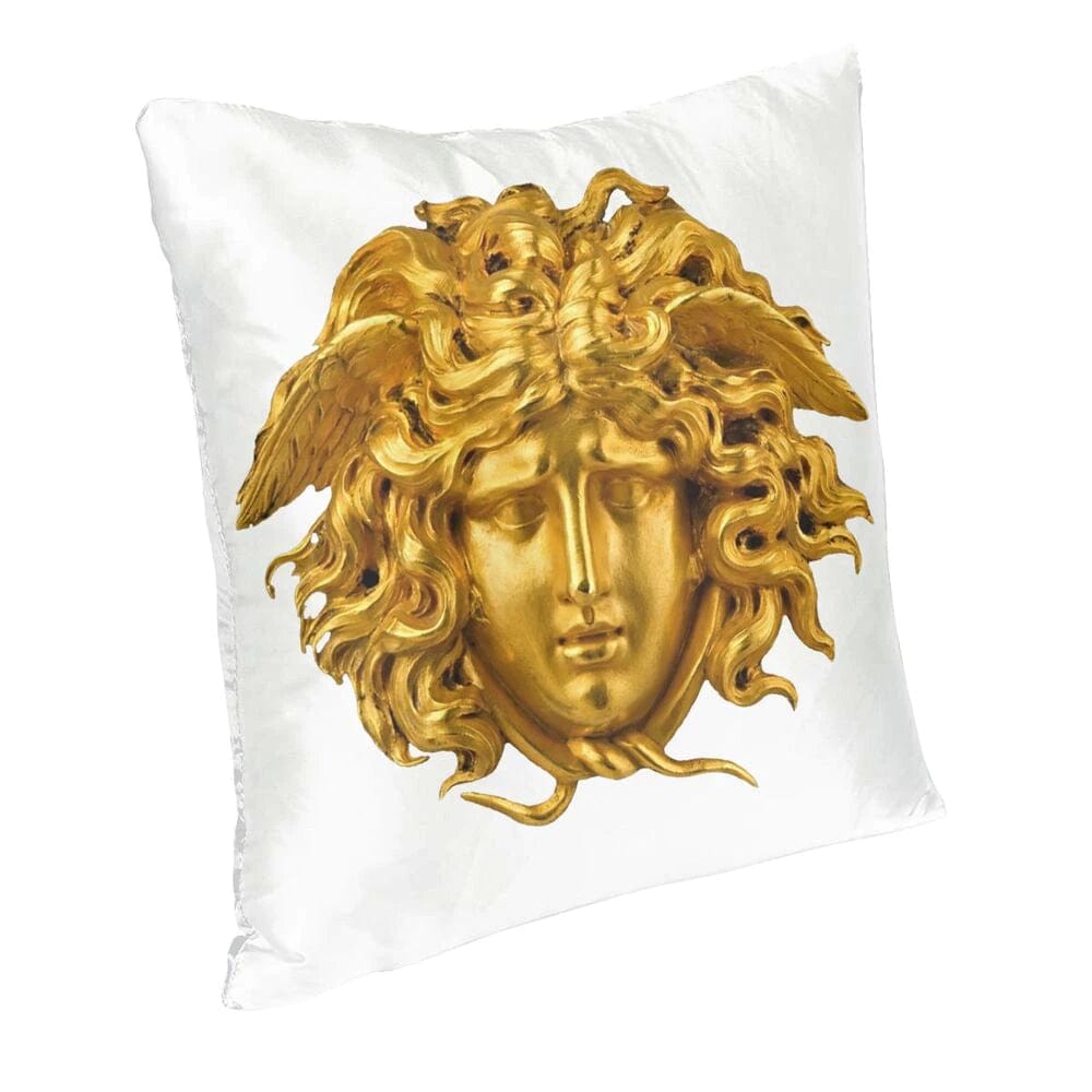 ALDO Linens & Bedding > Bedding > Pillowcases & Shams Versace Style Decorative Luxury Velvet Pillowcases Medusa Head Gold and White Print
