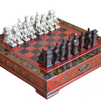 ALDO Party & Celebration > Party Supplies > Party Games Collectible Chinese Terracotta Warriors Retro Chess Pieces with Wooden Chess Board