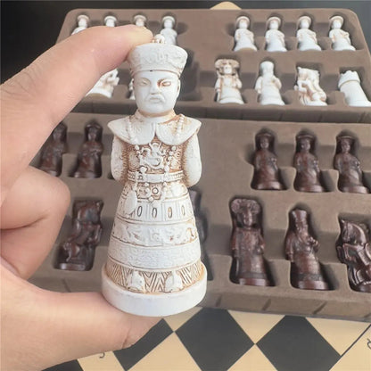 ALDO Party & Celebration > Party Supplies > Party Games Large 3D Antique  Set with Chess Board Qing Soldier Resin Chess Pieces with Leather Chessboard