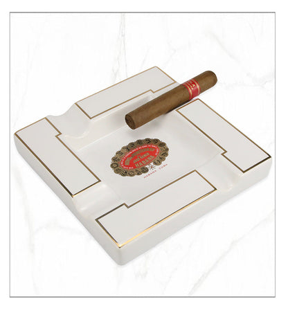 ALDO Smoking Accessories > Ashtrays Ceramic Large Designer Cigars Ashtray Hoyo de Monterrey de Jose Gerner With Real Gold Leaf