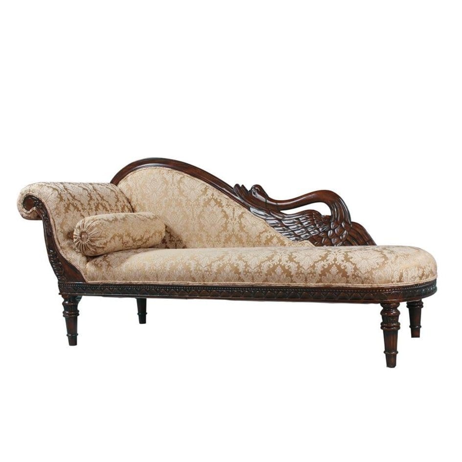 ALDO Sofas Victorian Style Swan Fainting Hand-carved Mahogany Couch Left