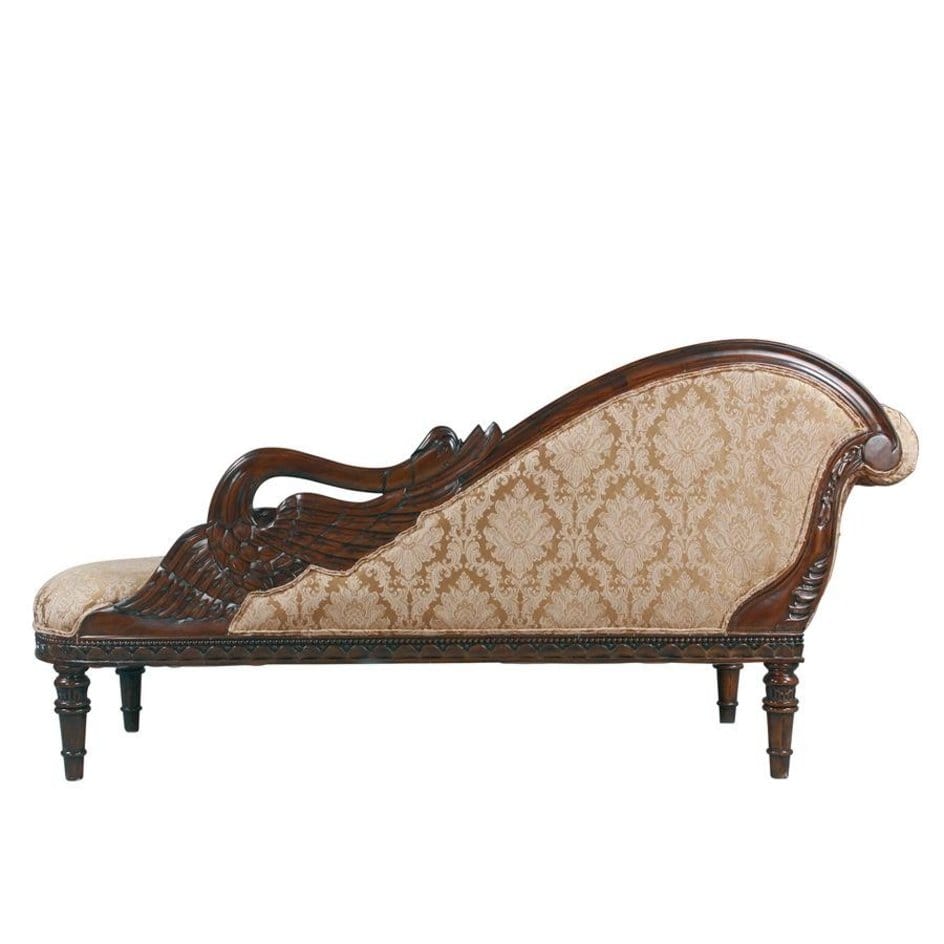 ALDO Sofas Victorian Style Swan Fainting Hand-carved Mahogany Couch Left