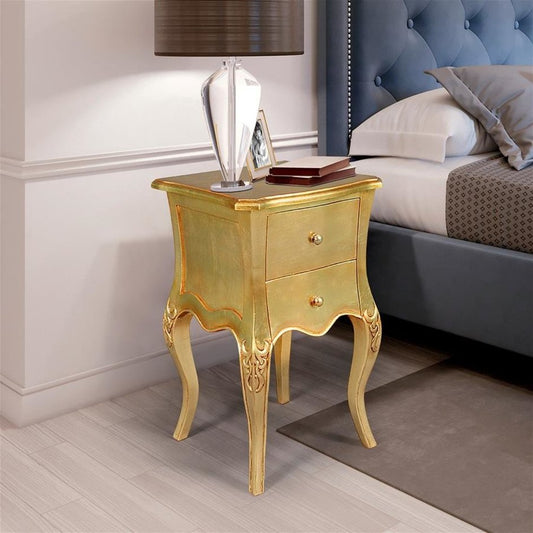 ALDO Tables > Accent Tables Hollywood Style Hand-Carved Solid Mahogany Gold Side Table