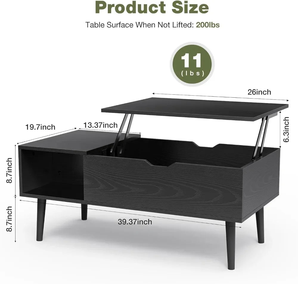 ALDO Tables > Accent Tables Modern Lift Top Coffee Computor Table With Storage Shelf and Hidden Compartment