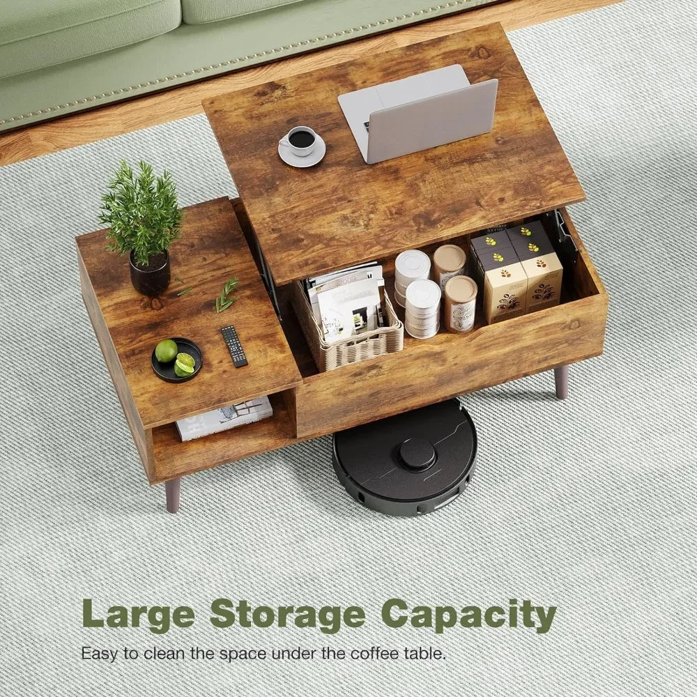 ALDO Tables > Accent Tables Modern Lift Top Coffee Computor Table With Storage Shelf and Hidden Compartment