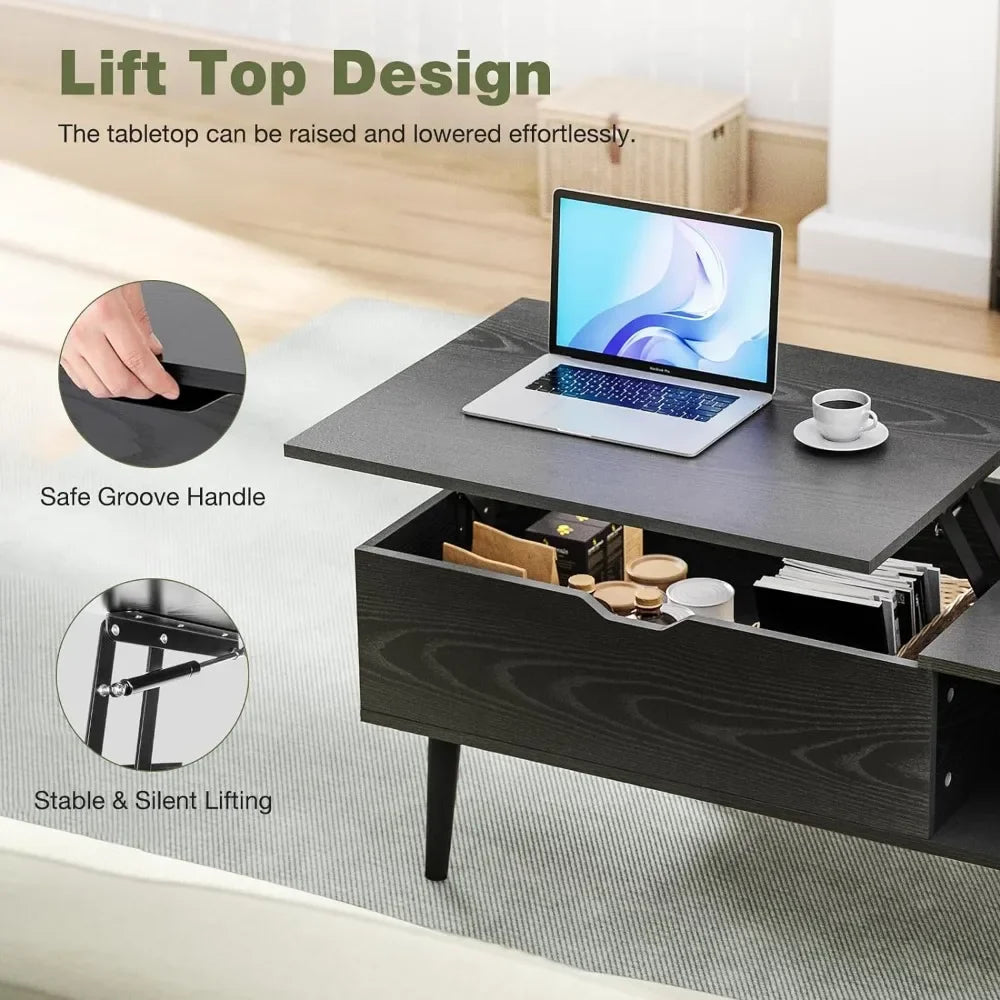 ALDO Tables > Accent Tables Modern Lift Top Coffee Computor Table With Storage Shelf and Hidden Compartment