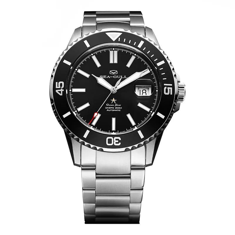Jaragar Décor > Watches Black Face Sea- Gull Original Official World Famouse Man's Luxury Wrist Sport 200m Diving Waterproof Watch Automatic Movement
