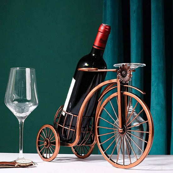 Creative Metal Wine Rack Vintage Wine Bottle and Glass Holder