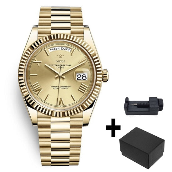 Elegant Rolex Style Luxury Brand Anti Fog Quartz Chronograph Watches for Man Waterproof  Week and Day Display