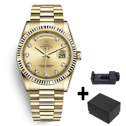 Elegant Rolex Style Luxury Brand Anti Fog Quartz Chronograph Watches for Man Waterproof  Week and Day Display