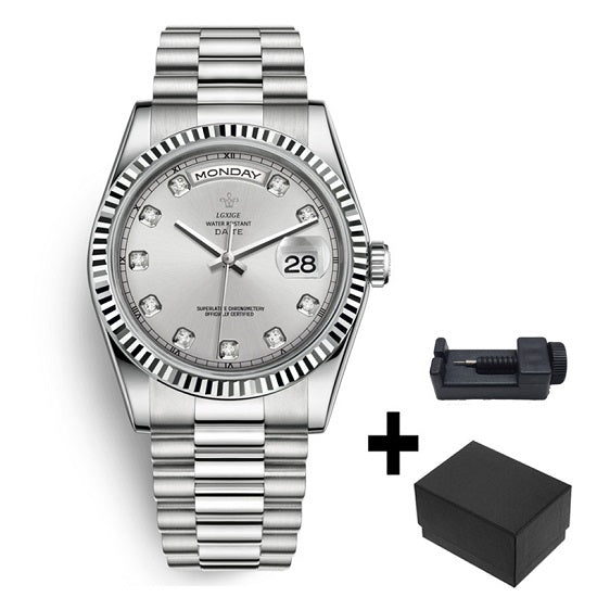 Elegant Rolex Style Luxury Brand Anti Fog Quartz Chronograph Watches for Man Waterproof  Week and Day Display
