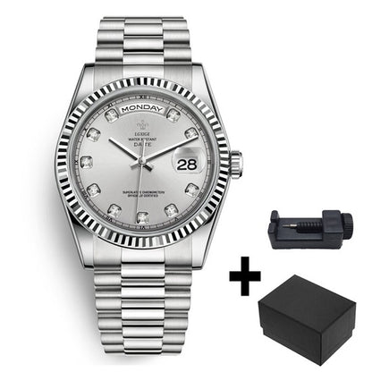 Elegant Rolex Style Luxury Brand Anti Fog Quartz Chronograph Watches for Man Waterproof  Week and Day Display