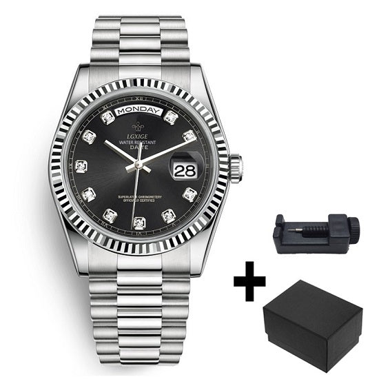 Elegant Rolex Style Luxury Brand Anti Fog Quartz Chronograph Watches for Man Waterproof  Week and Day Display