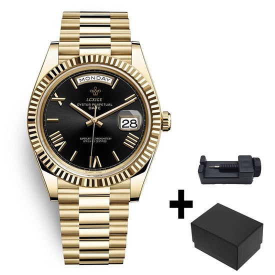 Elegant Rolex Style Luxury Brand Anti Fog Quartz Chronograph Watches for Man Waterproof  Week and Day Display