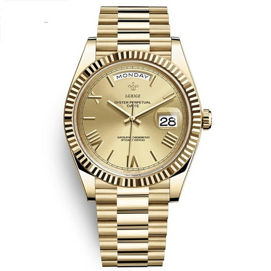 Elegant Rolex Style Luxury Brand Anti Fog Quartz Chronograph Watches for Man Waterproof  Week and Day Display