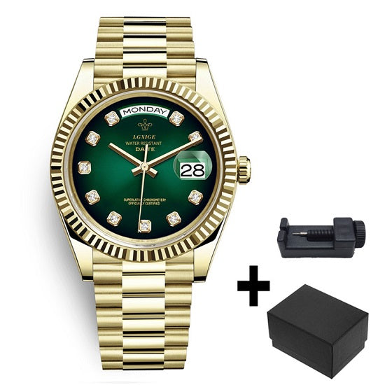 Elegant Rolex Style Luxury Brand Anti Fog Quartz Chronograph Watches for Man Waterproof  Week and Day Display