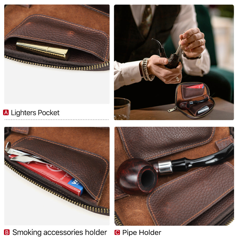 Genuine Lather High-quality Case Bag for Pipes Filters and Lighters