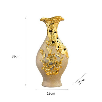 Gold 24 Karate Plated Porcelain Handicrafted Vase Plant Pot Table Decoration Flower Arrangement