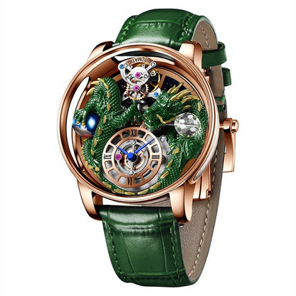 Men's Jacob & Co Dragon Style Unique Design Celestial Body Series Diamond Waterproof Sports  Quartz Watch For Men Sapphire Leather Luminous 500 Meters Divers Waterproof Japanise Quartz Moovement Watches