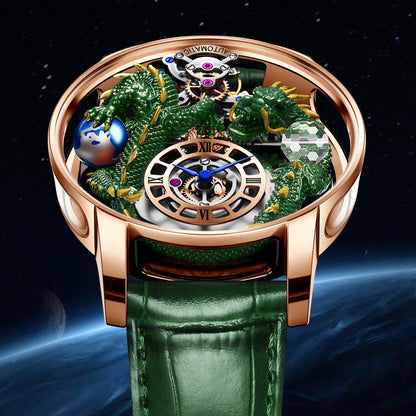 Men's Jacob & Co Dragon Style Unique Design Celestial Body Series Diamond Waterproof Sports  Quartz Watch For Men Sapphire Leather Luminous 500 Meters Divers Waterproof Japanise Quartz Moovement Watches