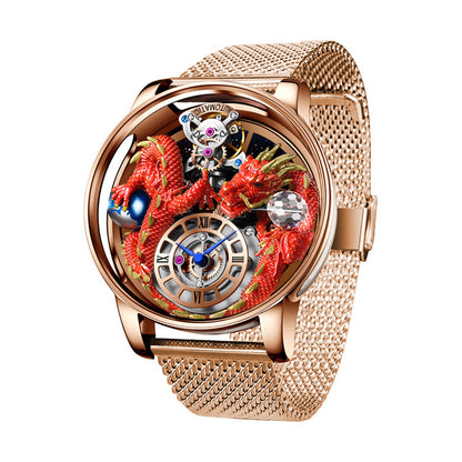 Men's Jacob & Co Dragon Style Unique Design Celestial Body Series Diamond Waterproof Sports  Quartz Watch For Men Sapphire Leather Luminous 500 Meters Divers Waterproof Japanise Quartz Moovement Watches