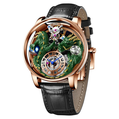 Men's Jacob & Co Dragon Style Unique Design Celestial Body Series Diamond Waterproof Sports  Quartz Watch For Men Sapphire Leather Luminous 500 Meters Divers Waterproof Japanise Quartz Moovement Watches