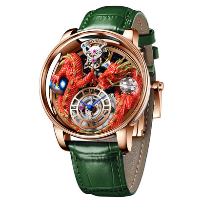 Men's Jacob & Co Dragon Style Unique Design Celestial Body Series Diamond Waterproof Sports  Quartz Watch For Men Sapphire Leather Luminous 500 Meters Divers Waterproof Japanise Quartz Moovement Watches