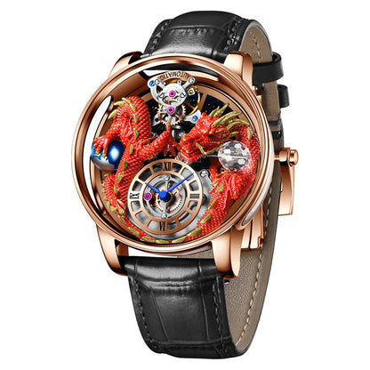 Men's Jacob & Co Dragon Style Unique Design Celestial Body Series Diamond Waterproof Sports  Quartz Watch For Men Sapphire Leather Luminous 500 Meters Divers Waterproof Japanise Quartz Moovement Watches