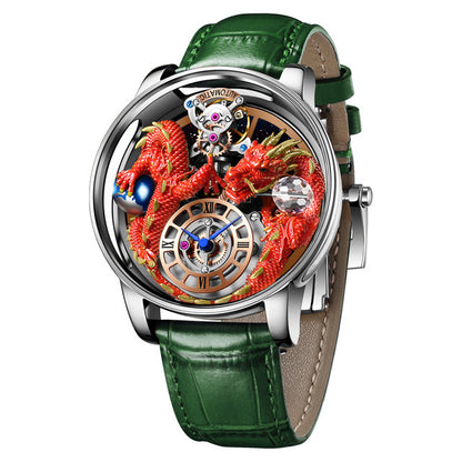 Men's Jacob & Co Dragon Style Unique Design Celestial Body Series Diamond Waterproof Sports  Quartz Watch For Men Sapphire Leather Luminous 500 Meters Divers Waterproof Japanise Quartz Moovement Watches