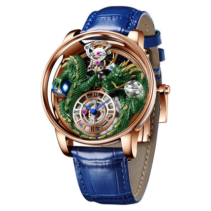 Men's Jacob & Co Dragon Style Unique Design Celestial Body Series Diamond Waterproof Sports  Quartz Watch For Men Sapphire Leather Luminous 500 Meters Divers Waterproof Japanise Quartz Moovement Watches