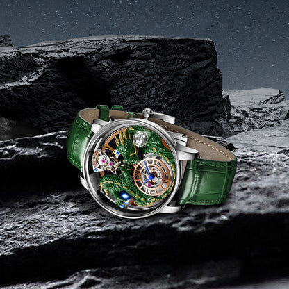 Men's Jacob & Co Dragon Style Unique Design Celestial Body Series Diamond Waterproof Sports  Quartz Watch For Men Sapphire Leather Luminous 500 Meters Divers Waterproof Japanise Quartz Moovement Watches